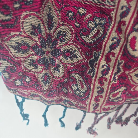 Time For Me Turquoise Brocade Kimono Boho Cardigan Fringe Size XL - Picture 5 of 12